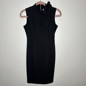 Calvin Klein Bow Neck Sleeveless Sheath Dress Size 6P Black Career Work